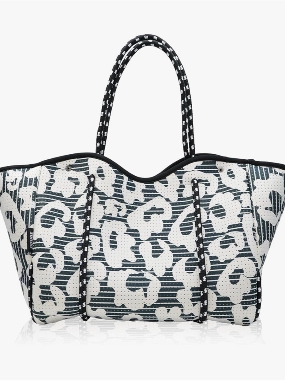 NEW Neoprene Leopard-Print Tote in Black and White